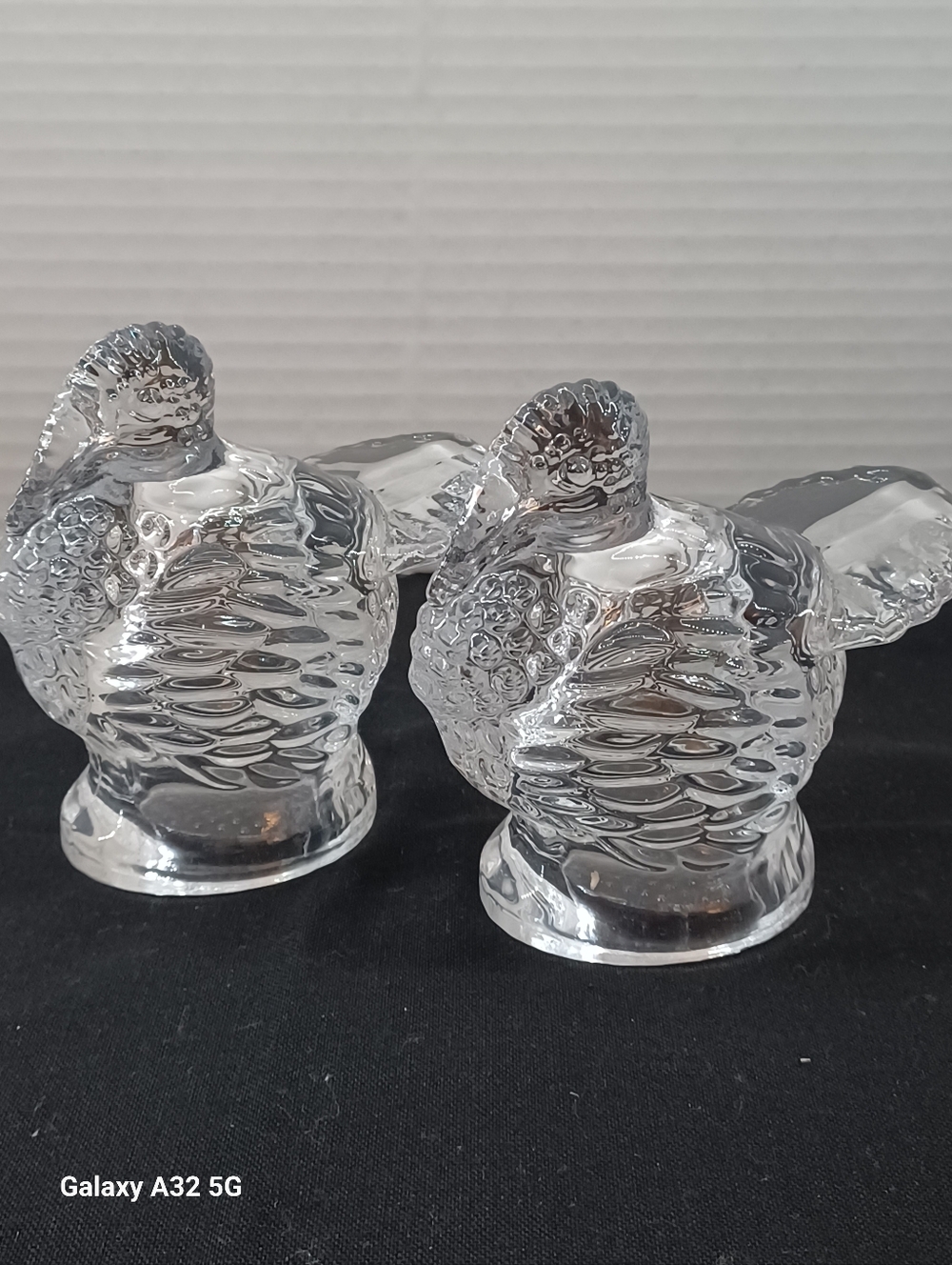 Shannon Lead Crystal by Godinger Turkey, Salt and Pepper Shakers 3.5" Tall